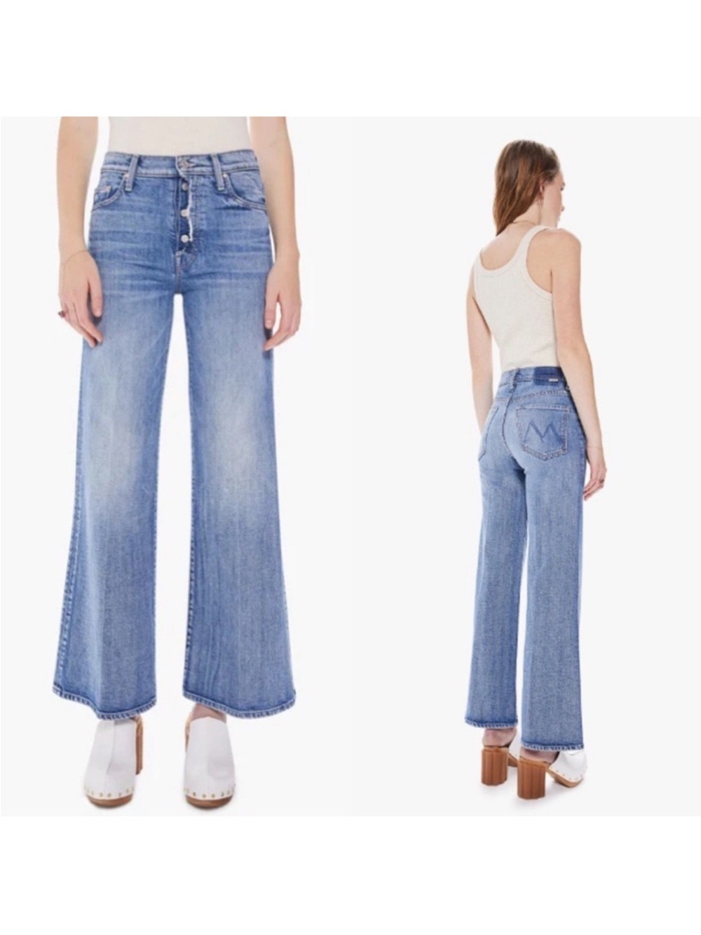 MOTHER The Fly Cut Tomcat Roller in Crashing Wide Leg Jeans Size 28